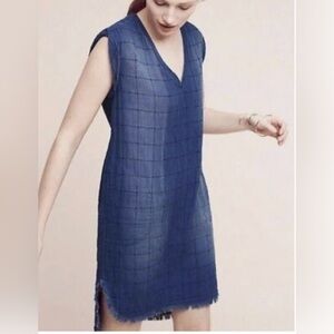 Anthropologie Cloth & Stone Blue Chambray Ombré by Frayed Tunic Dress Boho XS